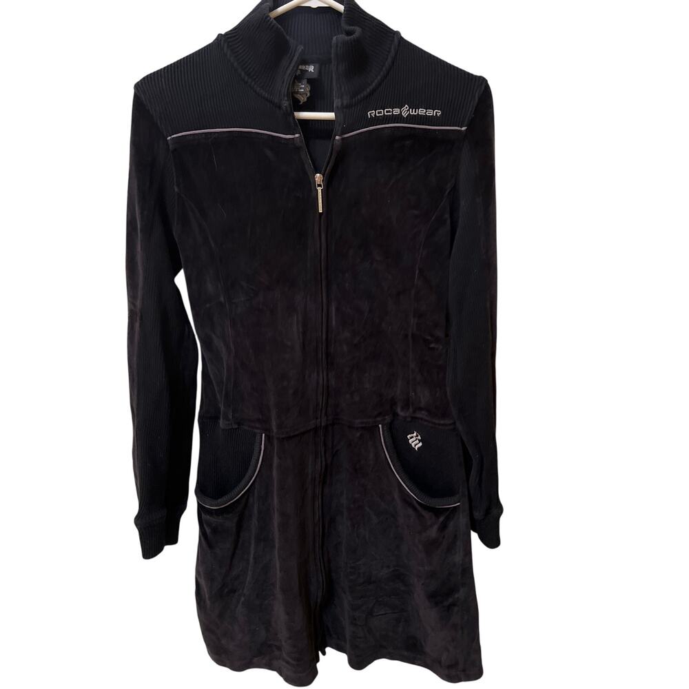 Rocawear Y2K Vintage Velour Full Zip Dress Women's Size Large Streetwear Retro